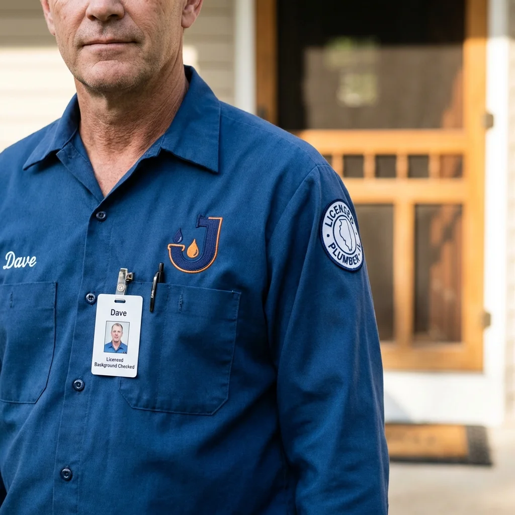 Licensed plumber showing ID badge in Manahawkin, NJ
