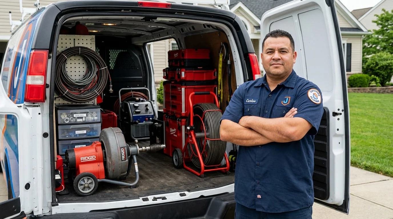 Professional drain cleaning equipment and Johns Plumbing LLC plumber in Manahawkin