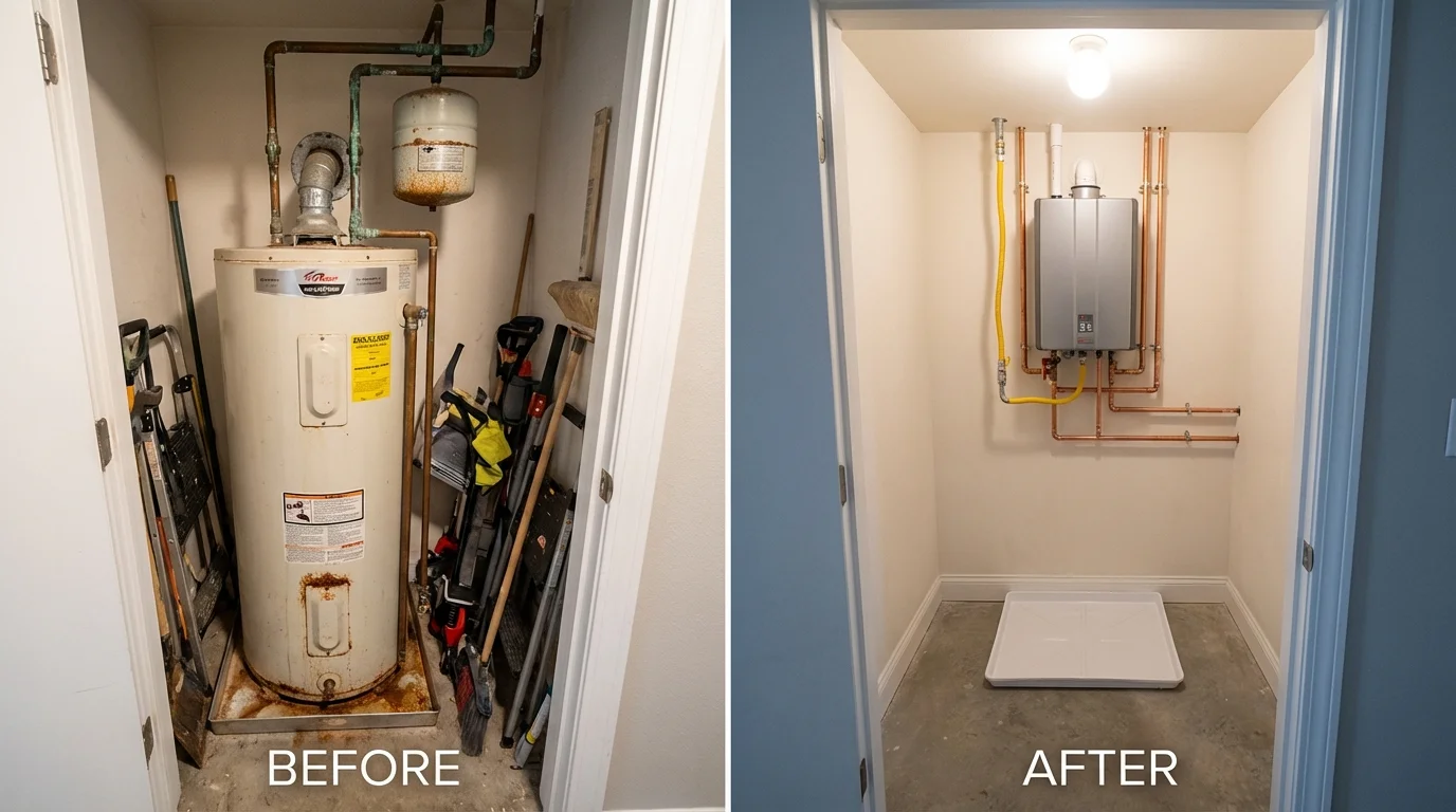 Tank water heater versus wall-mounted tankless unit comparison for Manahawkin, NJ homeowners
