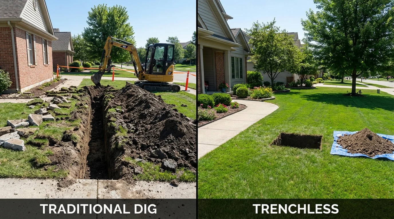 Trenchless sewer repair with minimal yard damage versus traditional excavation in Manahawkin, NJ
